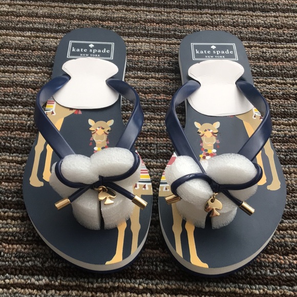 NEW Kate Spade Camel Print Flip Flops Size 7 - Picture 3 of 6